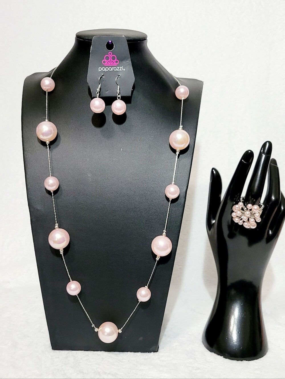 Bundle of 2 Pearls pink Necklace Earring Set And Pink Ring